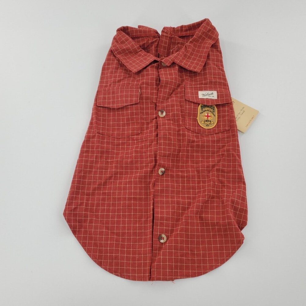 NWT Woolrich Dog Pullover Camp Shirt‎ Large  21lbs-30lbs Brown Cotton 100%